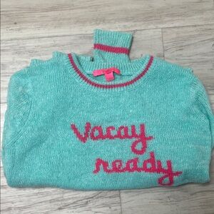 Lilly Pulitzer NWOT Vacay Ready Turquoise and Pink Sweater Large